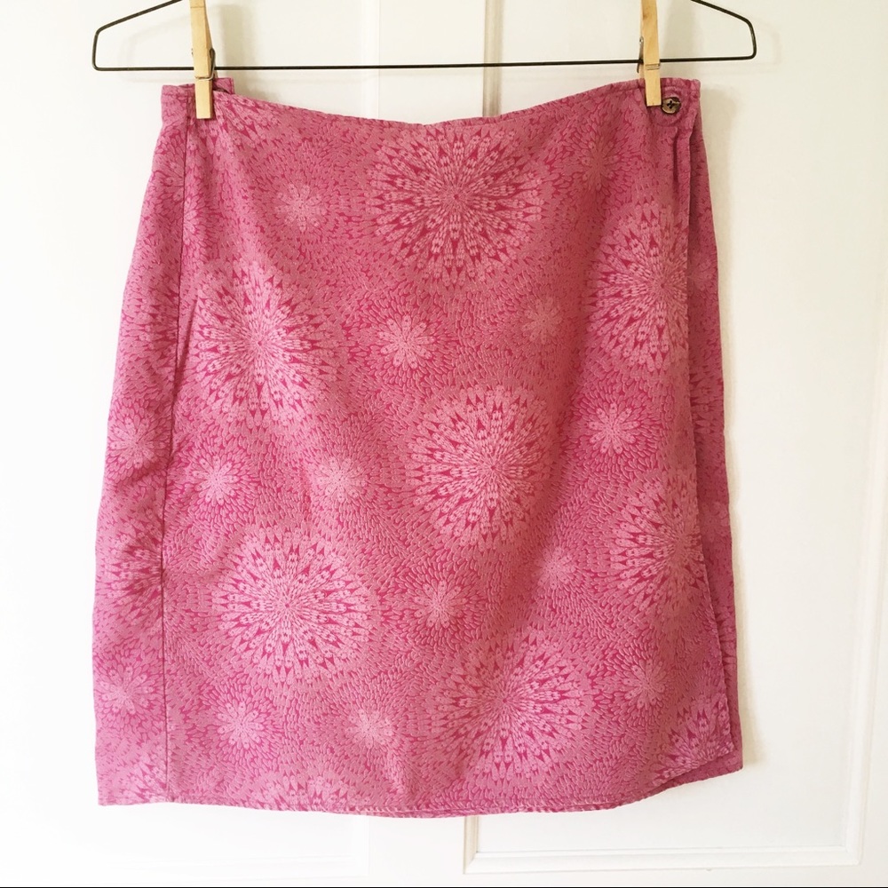 Columbia Silk Pink Floral Wrap Skirt L